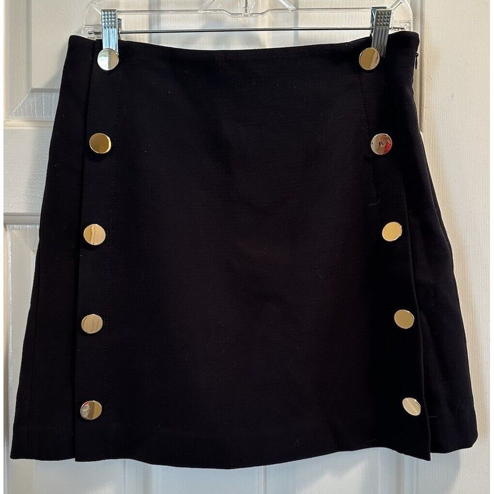 Loft Black MINI Skirt With Gold Buttons Size 6‎